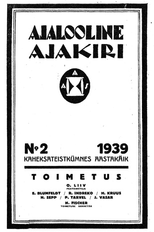 Ajalooline Ajakiri ; 2 1939