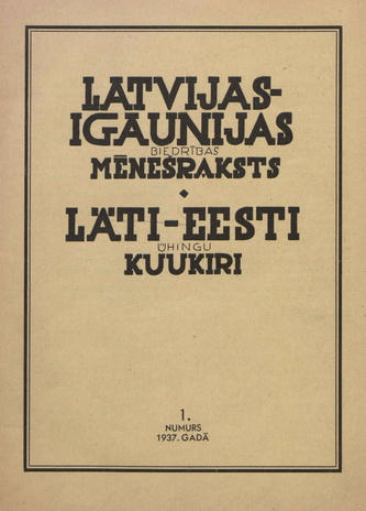 Läti-Eesti Ühingu kuukiri = Latvijas-Igaunijas Biedribas menešraksts ; 1 1937-02