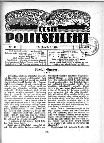 Eesti Politseileht ; 44 1922