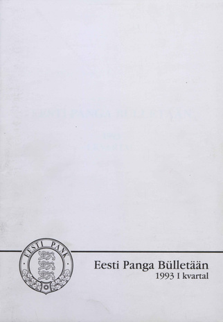 Eesti Panga Bülletään ; I kvartal 1993