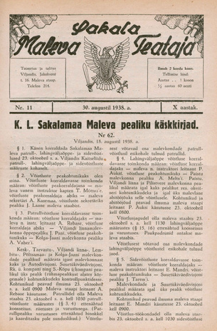 Sakalamaa Maleva Teataja ; 11 1938-08-30