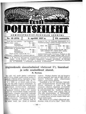 Eesti Politseileht ; 13 1927