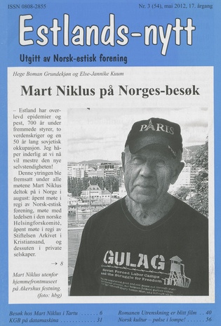 Estlands-nytt : allment tidsskrift for Estlands-interesserte ; 3 (54) 2012-05