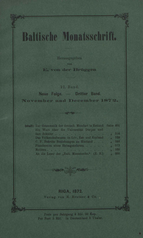 Baltische Monatsschrift ; 1872-11/12