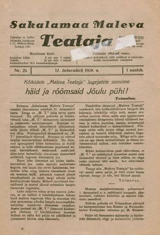 Sakalamaa Maleva Teataja ; 25 1929-12-17