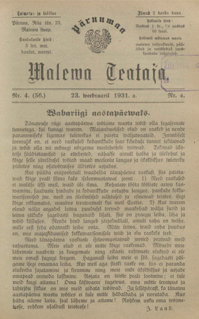 Pärnumaa Maleva Teataja ; 4 (56) 1931-02-23