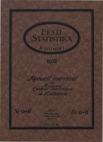 Eesti Statistika : kuukiri ; 9-11 1922