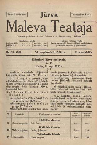 Järva Maleva Teataja ; 18 (40) 1930-09-24