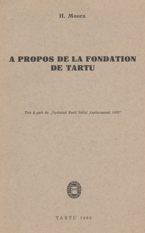 A propos de la fondation de Tartu