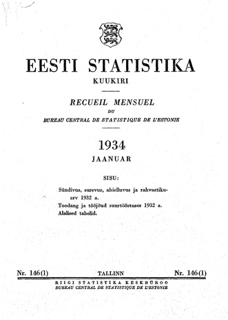 Eesti Statistika : kuukiri ; 146 (1) 1934-01