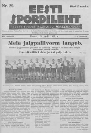 Eesti Spordileht ; 29 1927-07-29