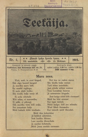 Teekäija : Eesti Baptisti Koguduse Ühenduse häälekandja ; 4 1915-02-25