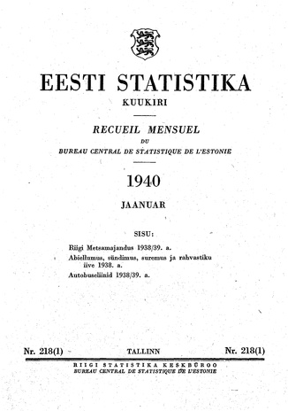 Eesti Statistika : kuukiri ; 218 (1) 1940-01