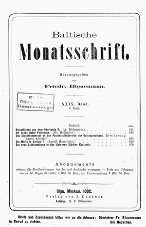 Baltische Monatsschrift ; 8 1882