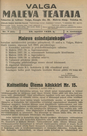 Valga Maleva Teataja ; 7 (202) 1938-04-28