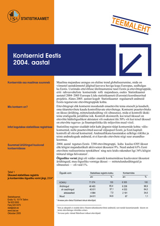 Teemaleht : Kontsernid Eestis 2004. aastal ; 2005 oktoober