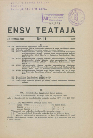 Eesti NSV Teataja ; 11 1940-09-24