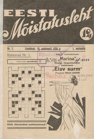 Eesti Mõistatusleht ; 1 1934-02-10