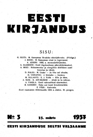 Eesti Kirjandus ; 3 1937