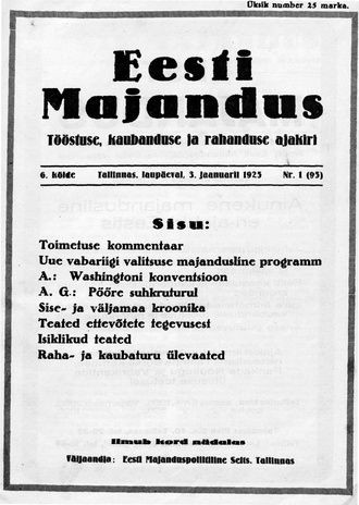 Eesti Majandus ; 1 (95) 1925-01-03
