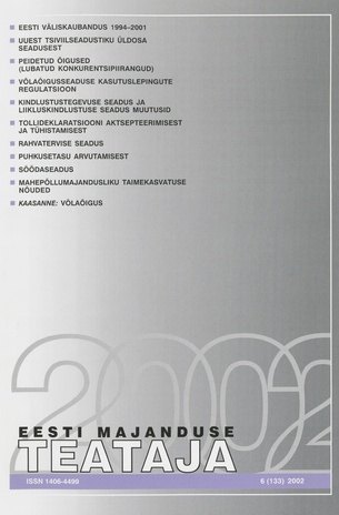 Eesti Majanduse Teataja : majandusajakiri aastast 1991 ; 6 (133) 2002