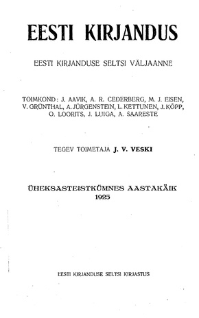 Eesti Kirjandus ; 6 1925