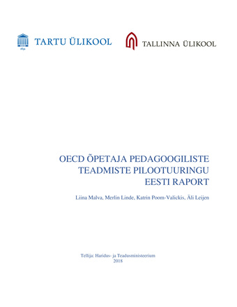 OECD õpetaja pedagoogiliste teadmiste pilootuuringu Eesti raport