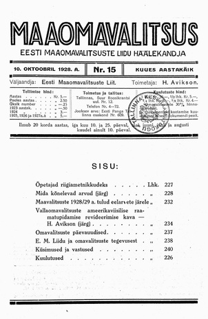 Maaomavalitsus ; 15 1928-10-10