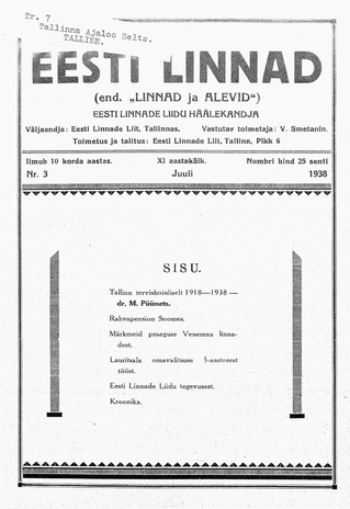 Linnad ja Alevid ; 3 1938-07