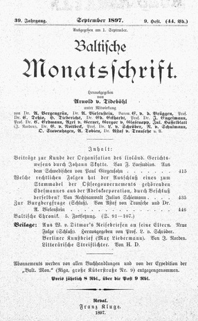 Baltische Monatsschrift ; 9 1897-09