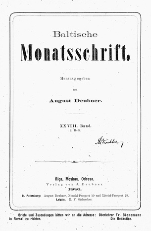 Baltische Monatsschrift ; 2 1881