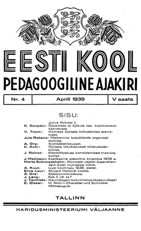 Eesti Kool ; 4 1939-04