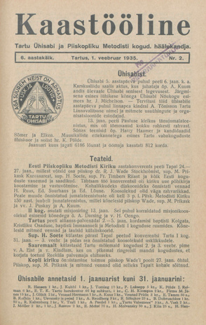 Kaastööline : Tartu Ühisabi Informatsioonileht ; 2 1935-02-01