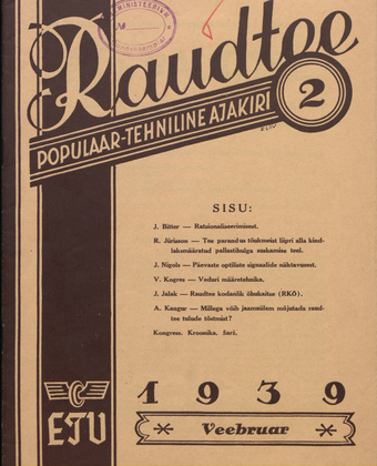 Raudtee : populaar-tehniline ajakiri ; 2 1939-02
