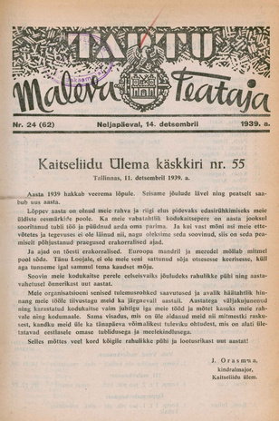 Tartu Maleva Teataja ; 24 (62) 1939-12-14