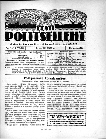 Eesti Politseileht ; 14-15 1923