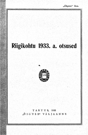 Riigikohtu otsused ; 1933