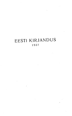 Eesti Kirjandus ; sisukord 1937