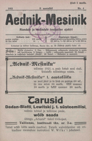 Aednik - Mesinik ; 4 1921