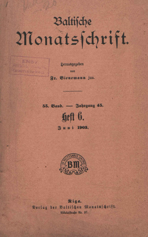 Baltische Monatsschrift ; 6 1903-06