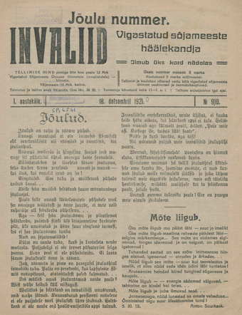 Invaliid : vigastatud sõjameeste häälekandja ; 9/10 1920-12-18
