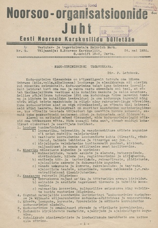 Noorsoo-organisatsioonide Juht : Eesti Noorsoo Karskusliidu bülletään ; 2 1935-05-24