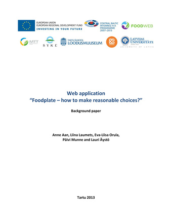 Web application "Foodplate - how to make reasonable choices?" : background paper