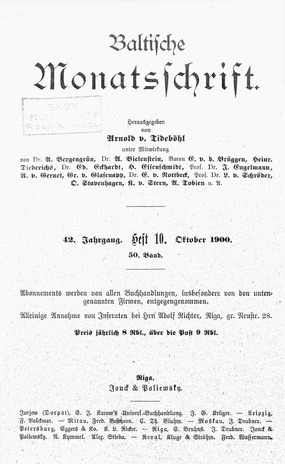 Baltische Monatsschrift ; 10 1900-10