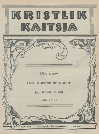 Kristlik Kaitsja : Eesti metodistide häälekandja ; 8-9 1932-09
