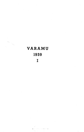 Varamu ; sisukord 1939