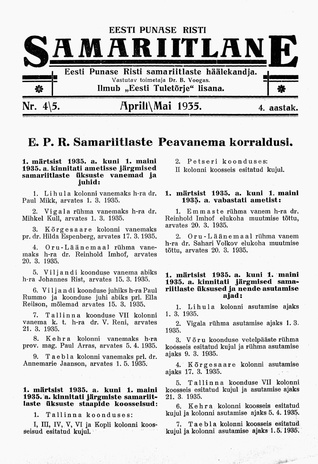 Eesti Punase Risti Samariitlane ; 4/5 1935-04/05