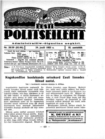 Eesti Politseileht ; 29-30 1923