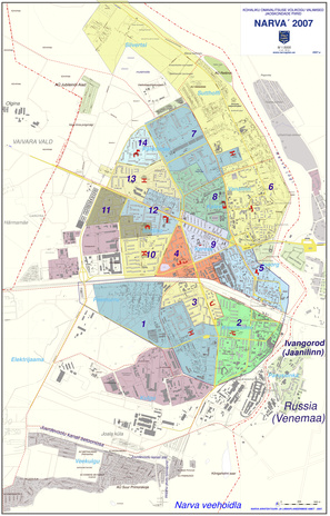Narva '2007 : kohaliku omavalitsuse volikogu valimised : jaoskondade piirid 