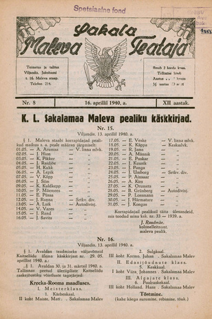 Sakalamaa Maleva Teataja ; 8 1940-04-16